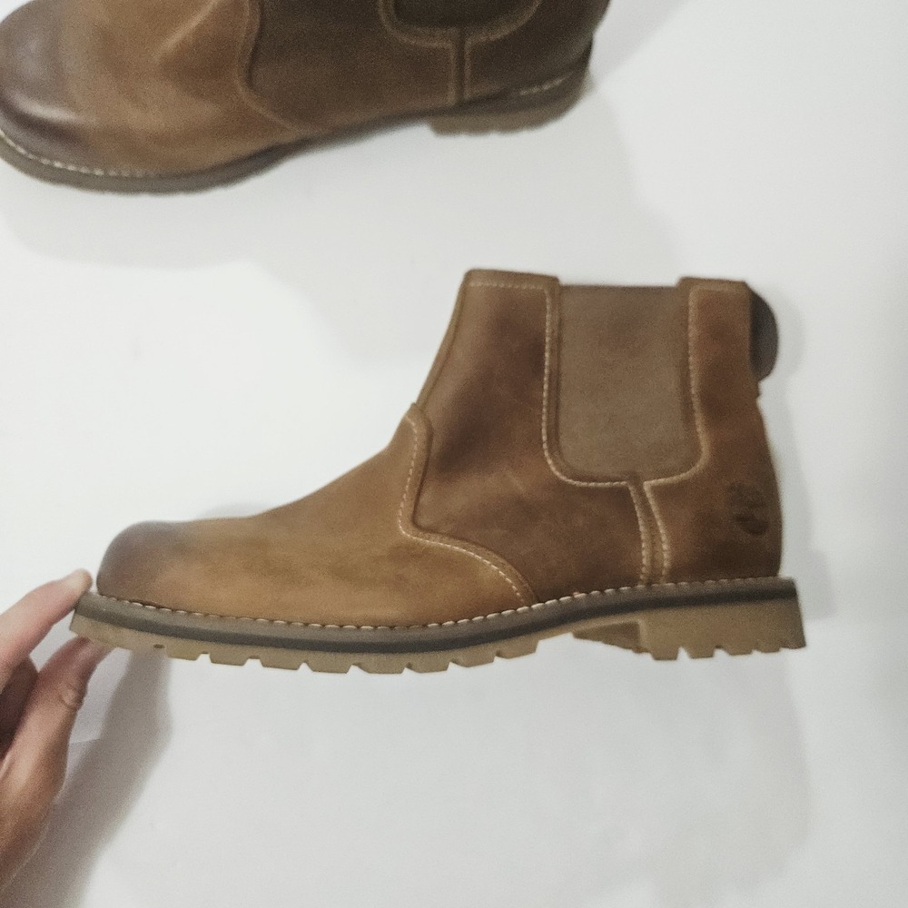 Timberland Men's Larchmont Brown Chelsea Waterproof Leather Boots Size 10.5 - Picture 2 of 7